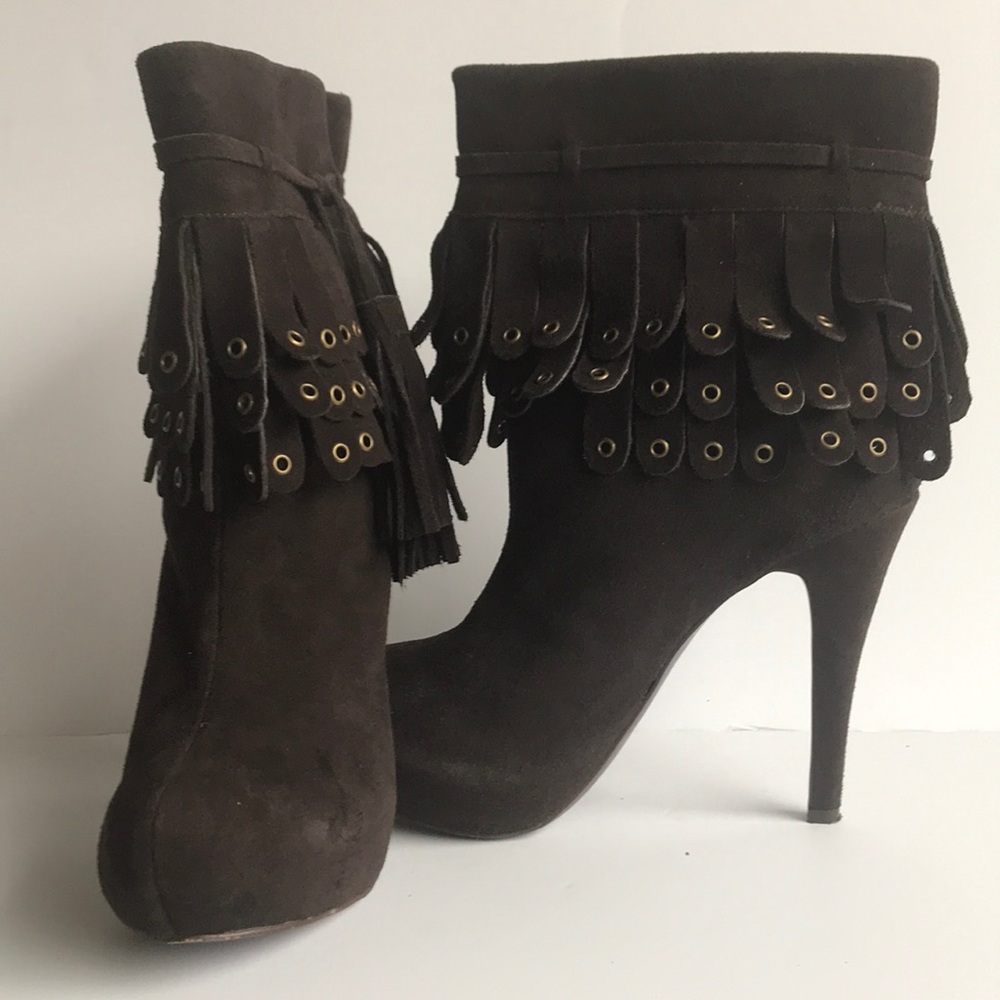 Mojo Moxy Suede Fringe Bootie 9m - image 6